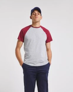 Raglan T-shirt Long| Grey/Wine