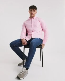 Long Sleeve Oxford Shirt Long| Pastel Pink