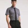 Grey Short Sleeve Formal Shirt Long| Grey