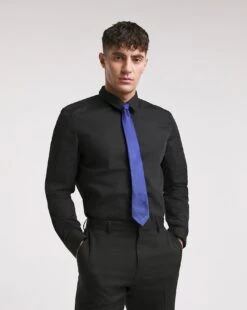 Black Long Sleeve Formal Shirt Long| Black
