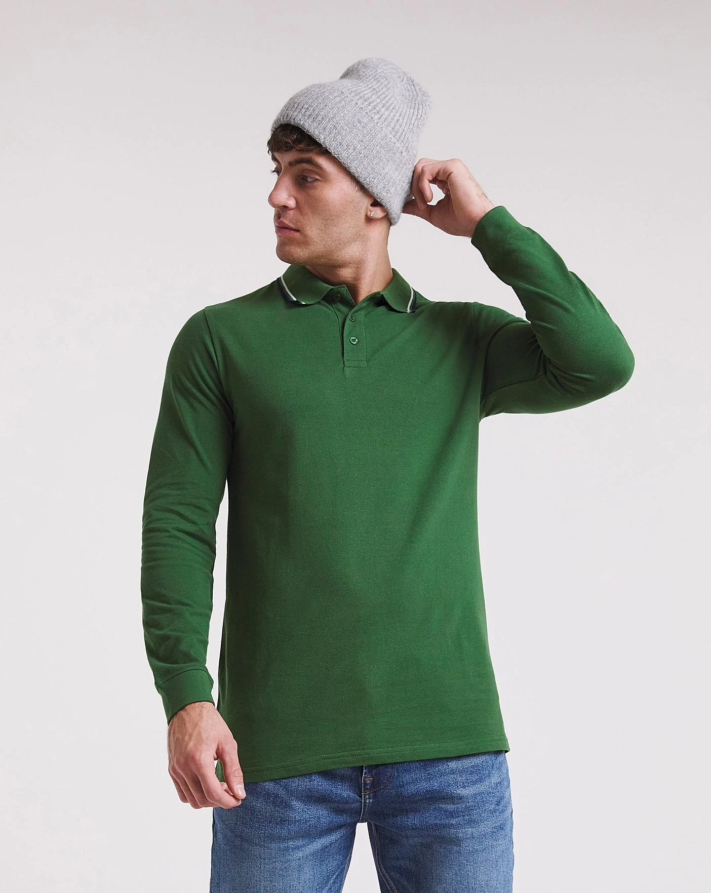 L/S Tipped Polo Long| Dark Green 1 L/S Tipped Polo Long| Dark Green