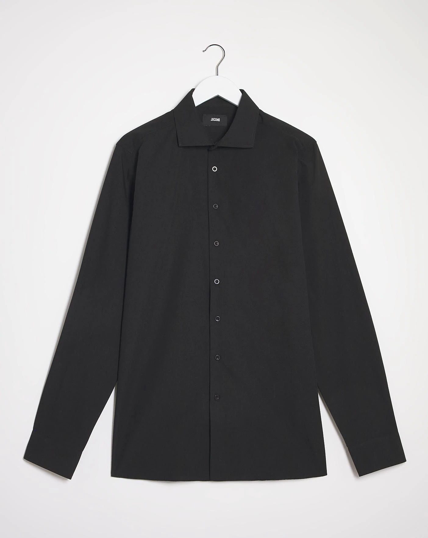 Long Sleeve Cut Away Collar Shirt| Black 2 Long Sleeve Cut Away Collar Shirt| Black - Image 2