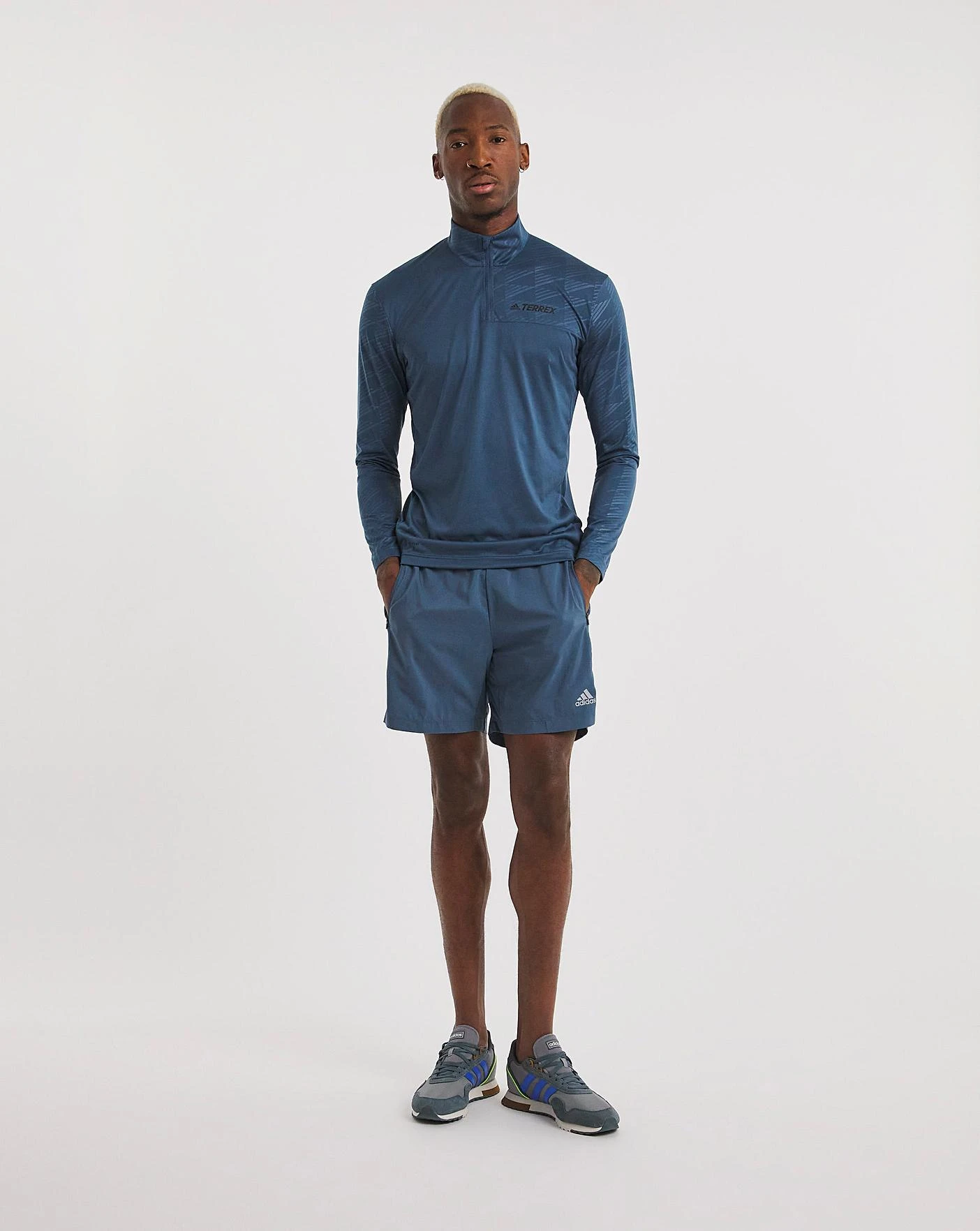 Adidas Terrex Half Zip Mid Layer Top| Steel 3 Adidas Terrex Half Zip Mid Layer Top| Steel - Image 3