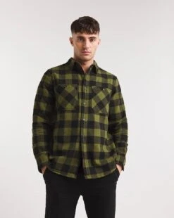 Double Pocket Long Sleeve Check Flannel Shirt| Green -Wear Lusty Sales Store x08vm226735w