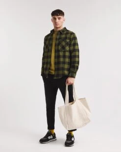 Double Pocket Long Sleeve Check Flannel Shirt| Green -Wear Lusty Sales Store x08vm226737w