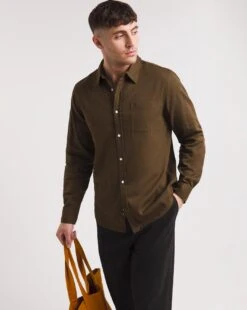 Long Sleeve Twill Shirt| Brown -Wear Lusty Sales Store x08vv128736w