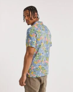 Leaf Print Revere Collar Shirt| Blue -Wear Lusty Sales Store x08wv050774w