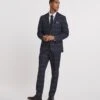 Large Navy Check Reg Fit Suit Trouser| Navy