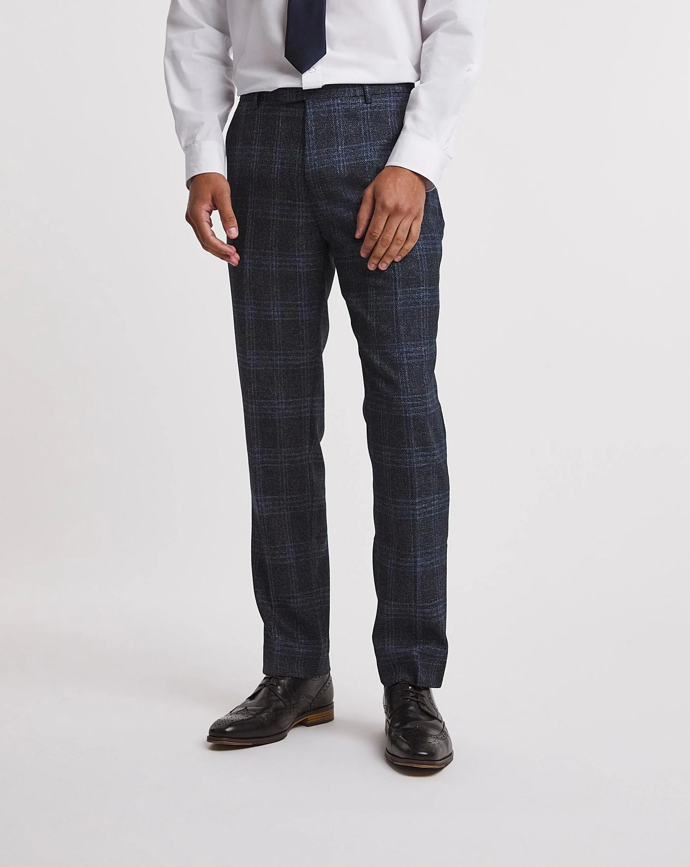 Large Navy Check Reg Fit Suit Trouser| Navy 3 Large Navy Check Reg Fit Suit Trouser| Navy - Image 3