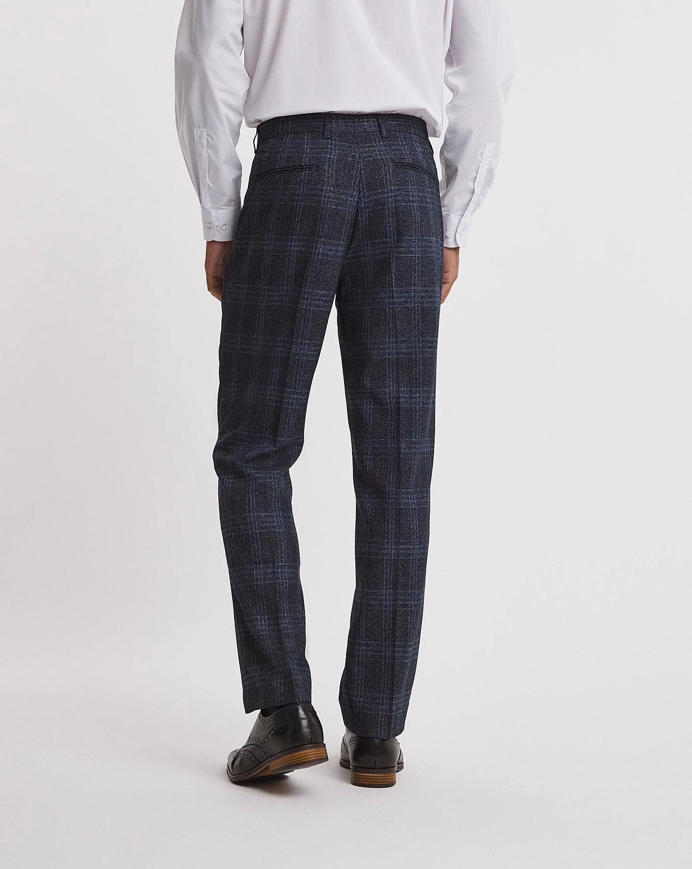 Large Navy Check Reg Fit Suit Trouser| Navy 4 Large Navy Check Reg Fit Suit Trouser| Navy - Image 4