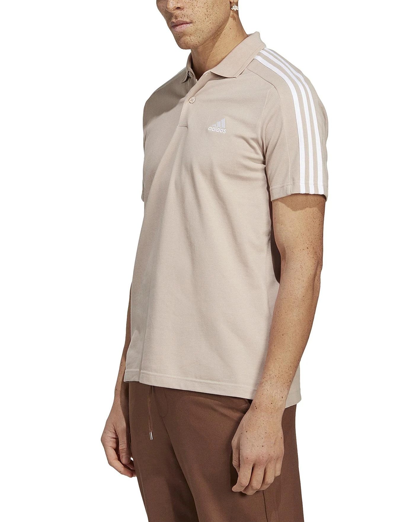 Adidas 3-Stripes Polo Shirt| Taupe/White 3 Adidas 3-Stripes Polo Shirt| Taupe/White - Image 3