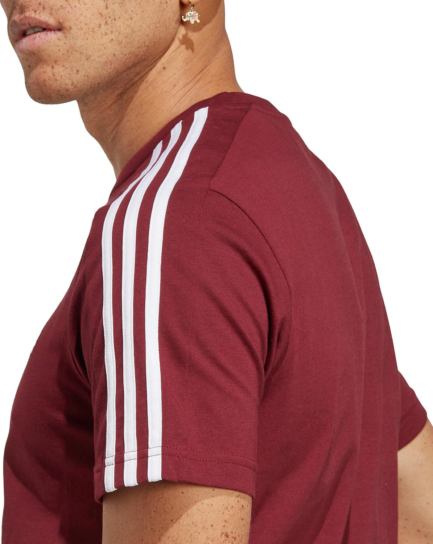 Adidas Essentials 3-Stripes T-Shirt| Red/White 2 Adidas Essentials 3-Stripes T-Shirt| Red/White - Image 2