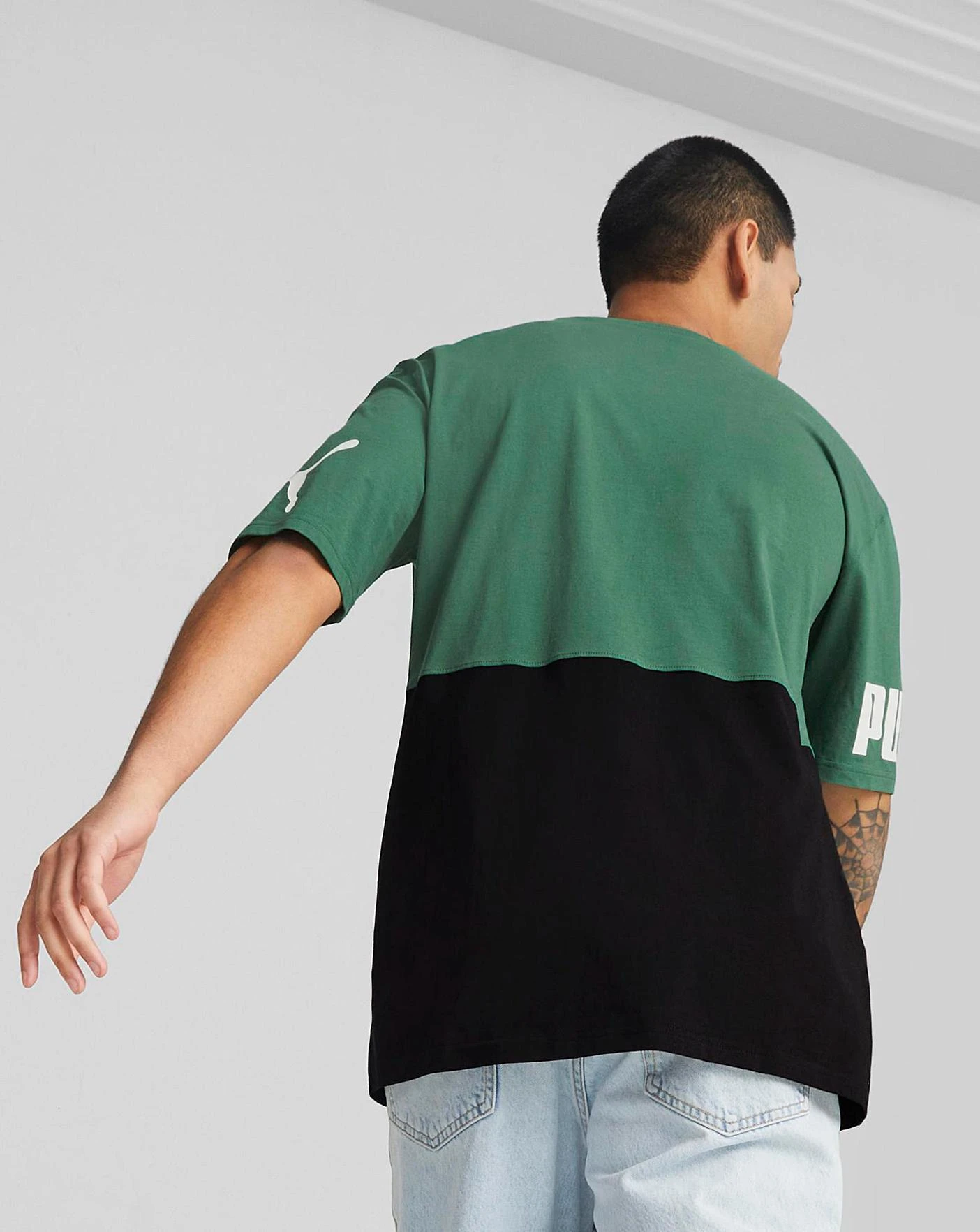 PUMA Power Colourblock Tee| Green 2 PUMA Power Colourblock Tee| Green - Image 2