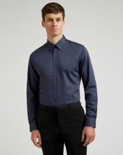 Ted Baker Steel Slim Fit Shirt| Navy