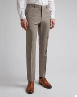 Ted Baker Slim Fit Sharkskin Trouser| Oatmeal