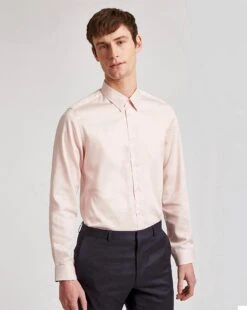Ted Baker Long Sleeve Slim Fit Shirt| Pale Pink