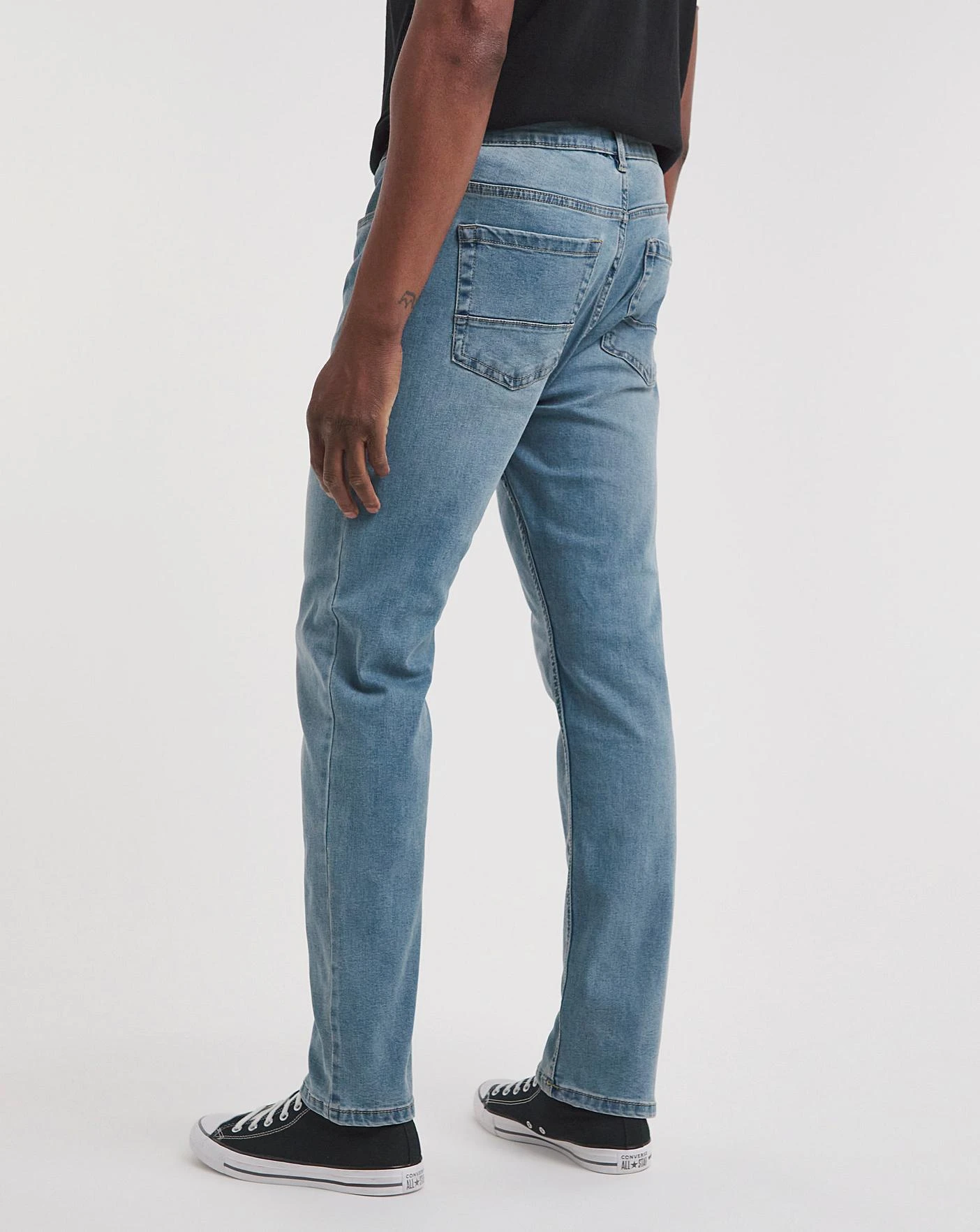 Light Stonewash Straight Fit Stretch Jeans| Light Stonewash 4 Light Stonewash Straight Fit Stretch Jeans| Light Stonewash - Image 4