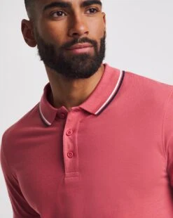 Tipped Pique Polo Long| Dark Pink -Wear Lusty Sales Store y08gw675705w