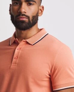 Tipped Pique Polo Long| Orange -Wear Lusty Sales Store y08gw687705w