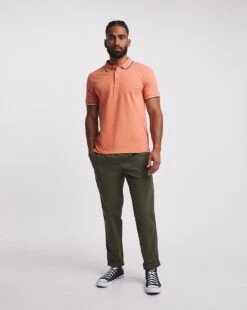 Tipped Pique Polo Long| Orange -Wear Lusty Sales Store y08gw687708w