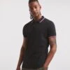 Tipped Pique Polo Long| Black