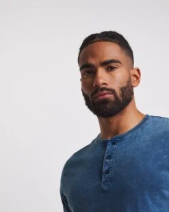 Acid Wash Grandad T-shirt| Blue -Wear Lusty Sales Store y08hi713707w