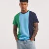 Cut And Sew T-shirt Long| Green/Blue