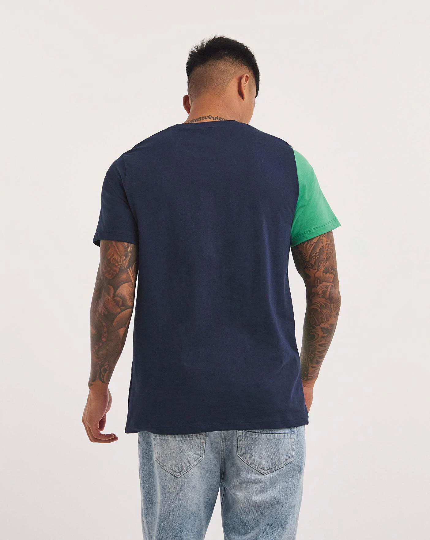 Cut And Sew T-shirt Long| Green/Blue 4 Cut And Sew T-shirt Long| Green/Blue - Image 4