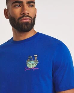 Santa Monica Skull Graphic T-shirt| Cobalt -Wear Lusty Sales Store y08hi921728w