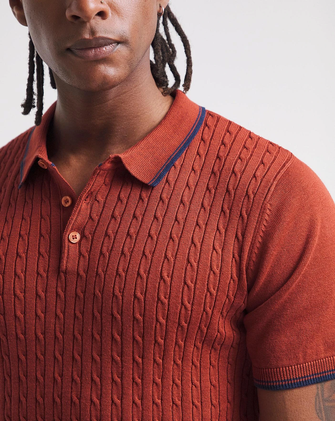 Burgundy Cable Knitted Polo| Burgundy 4 Burgundy Cable Knitted Polo| Burgundy - Image 4
