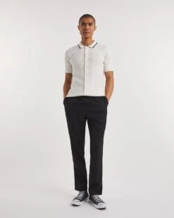 White Textured Full Button Through Polo| Ecru 6 White Textured Full Button Through Polo| Ecru -Wear Lusty Sales Store y08hy065705w