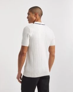 White Textured Full Button Through Polo| Ecru 7 White Textured Full Button Through Polo| Ecru -Wear Lusty Sales Store y08hy065707w