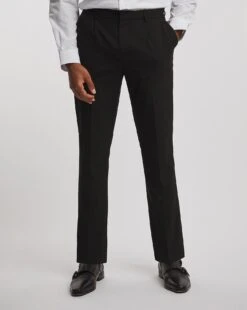Regular Fit Pleat Front Stretch Formal Trouser| Black