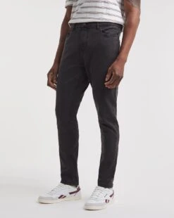 Blackwash Tapered Fit Stretch Jeans| Blackwash