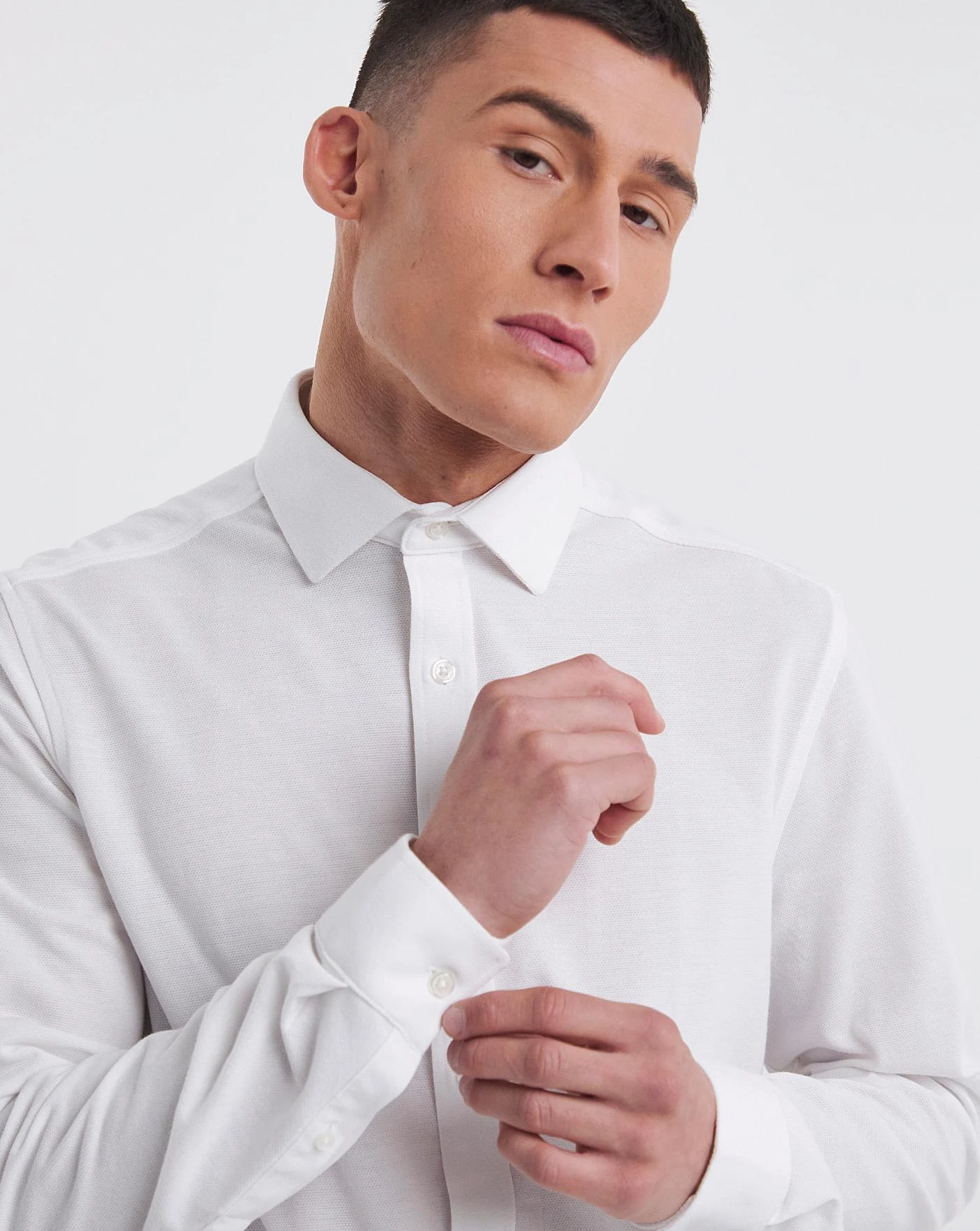 Jacamo Premium Pique Cut Away Collar Shirt| White 4 Jacamo Premium Pique Cut Away Collar Shirt| White - Image 4