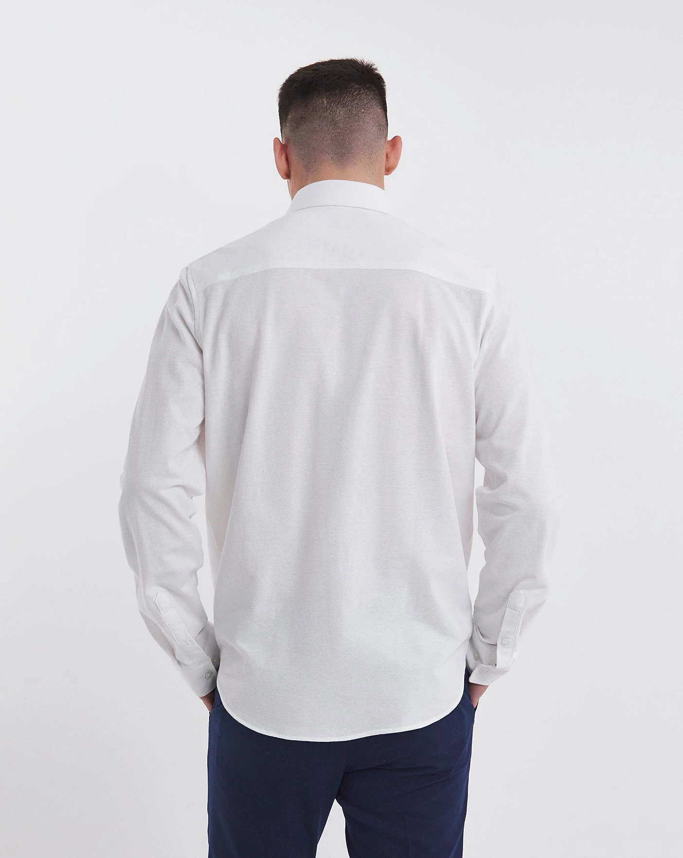 Jacamo Premium Pique Cut Away Collar Shirt| White 2 Jacamo Premium Pique Cut Away Collar Shirt| White - Image 2