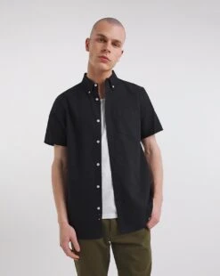 Short Sleeve Oxford Shirt Long| Black -Wear Lusty Sales Store y08pn105732w