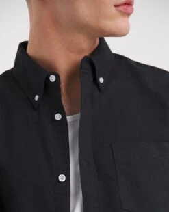 Short Sleeve Oxford Shirt Long| Black -Wear Lusty Sales Store y08pn105734w