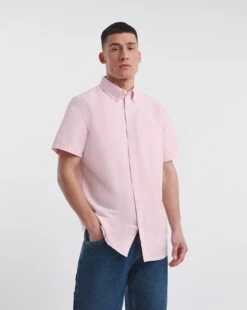 Short Sleeve Oxford Shirt Long| Pastel Pink -Wear Lusty Sales Store y08pn107707w