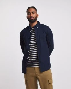 Long Sleeve Oxford Shirt Long| Navy -Wear Lusty Sales Store y08pn111705w