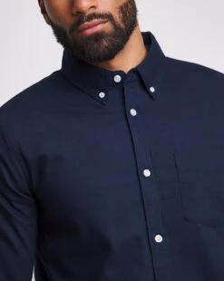 Long Sleeve Oxford Shirt Long| Navy -Wear Lusty Sales Store y08pn111708w