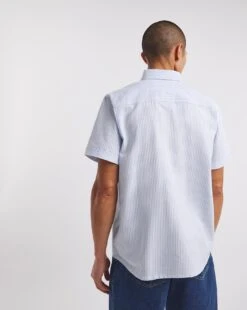 Short Sleeve Stripe Oxford Shirt| Sky Blue -Wear Lusty Sales Store y08pn241737w