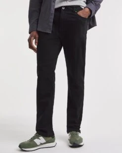 Black Straight Stretch Gaberdine Jeans| Black