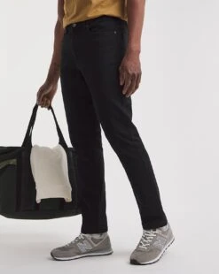 Black Slim Fit Stretch Gaberdine Jeans| Black