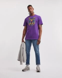 Joe Browns Geo Wolf T-Shirt Long Length| Purple -Wear Lusty Sales Store y08sv339705w