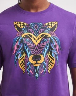 Joe Browns Geo Wolf T-Shirt Long Length| Purple -Wear Lusty Sales Store y08sv339706w