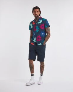 Original Penguin Floral Short Sleeve Shirt| Dress Blue
