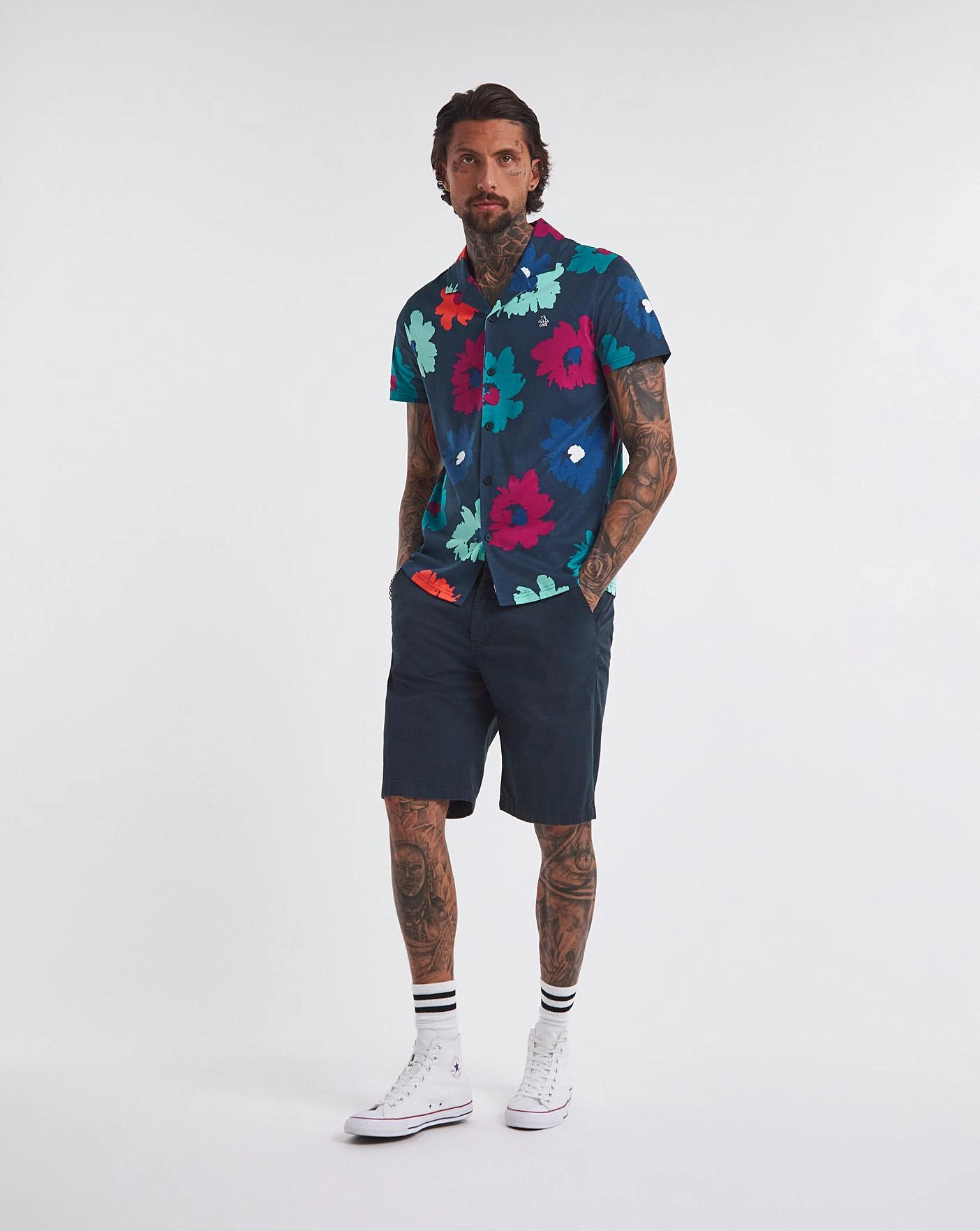 Original Penguin Floral Short Sleeve Shirt| Dress Blue 1 Original Penguin Floral Short Sleeve Shirt| Dress Blue