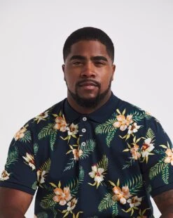 Jack & Jones Becs All Over Print Polo| Navy Blazer -Wear Lusty Sales Store y08to103738w