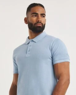 Garment Dye Polo Long| Mid Blue -Wear Lusty Sales Store y08to264754w